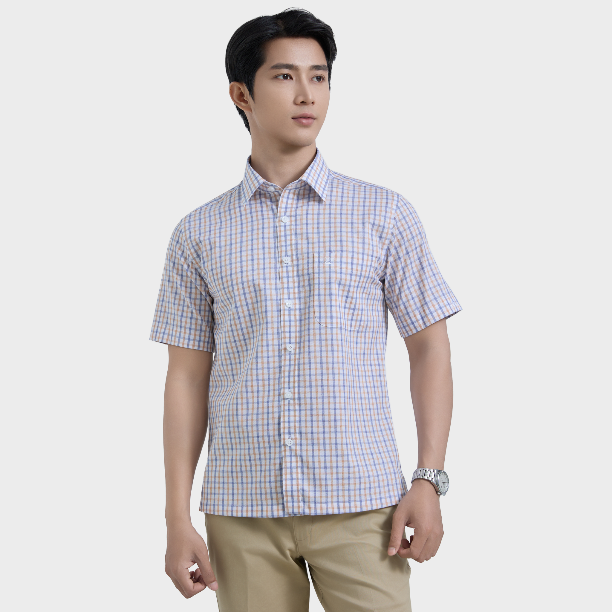  Áo sơ mi nam ngắn tay cotton cao cấp BELLUNI - ANL.CM.BE 11 