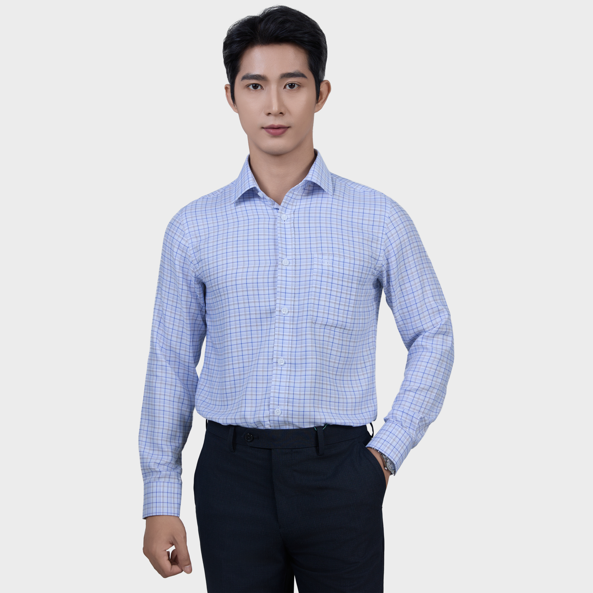 Áo Sơ Mi Nam Dài Tay - Sơ Mi Nam Cao Cấp Belluni Họa Tiết Caro, Thoáng Khí, Mềm Mịn ABD.PM.BE 241 
