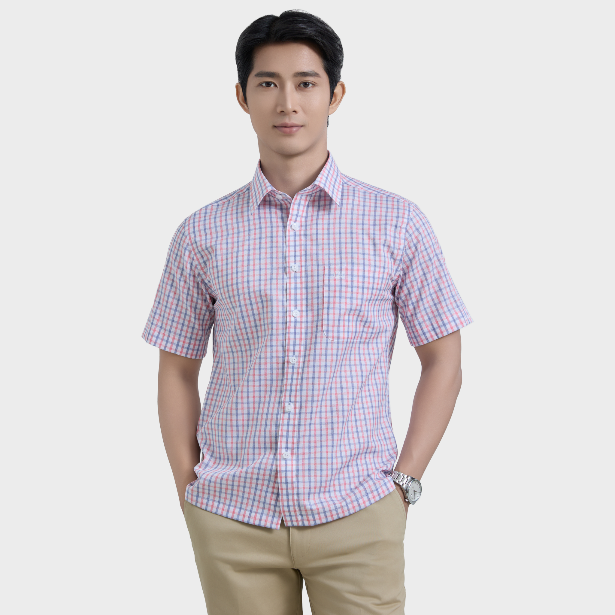  Áo sơ mi nam ngắn tay cotton cao cấp BELLUNI - ANL.CM.BE 11 