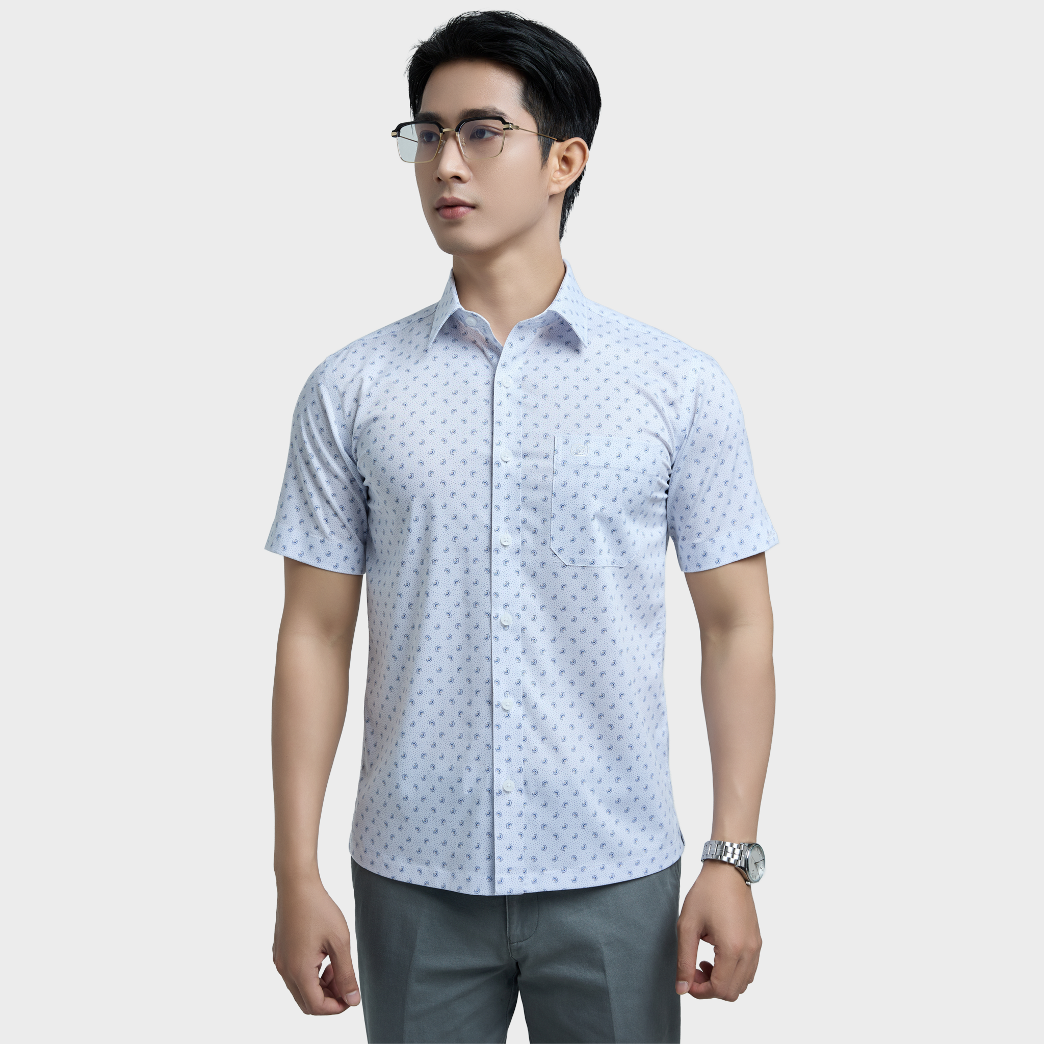  Áo sơ mi nam ngắn tay BELLUNI vải sợi sồi cao cấp - ABN.PMS.BE 339 