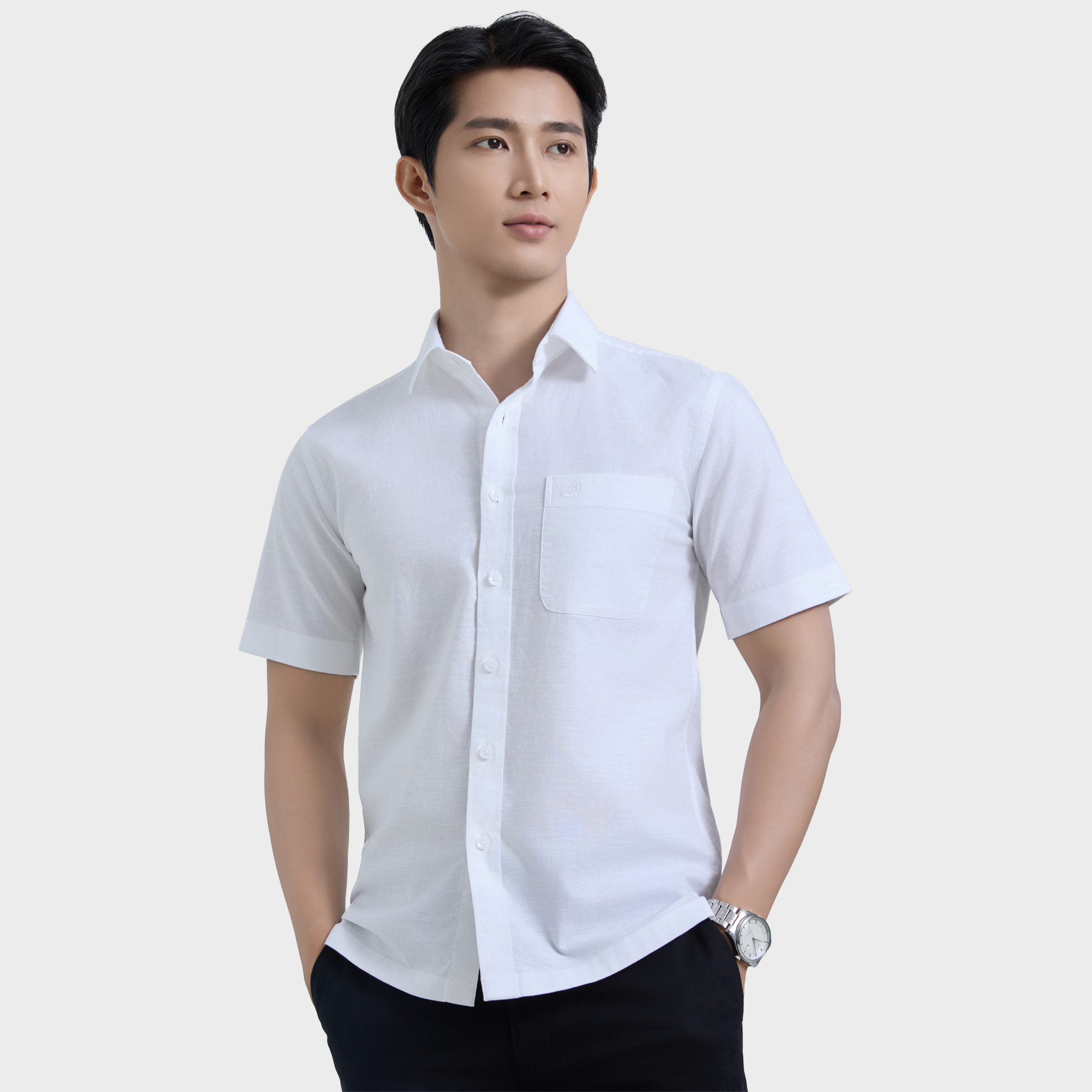  Áo Sơ Mi Nam Linen Cotton Tay Ngắn – Thoáng Mát, Lịch Lãm - ABN.LC.BE 330 