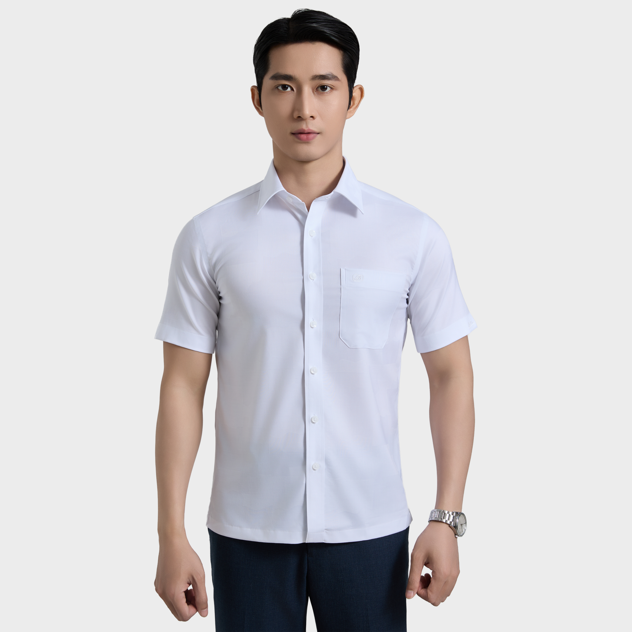  Áo sơ mi nam ngắn tay BELLUNI vải sợi sồi cao cấp - ABN.PMS.BE 348 