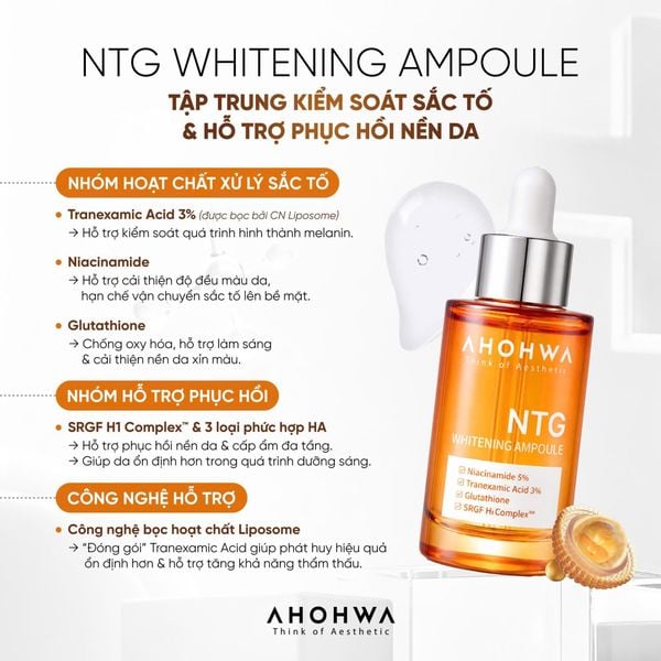  NTG Whitening Ampoule - Tinh Chất Hỗ Trợ Làm Sáng Da, Giảm Đỏ, Cân Bằng Sắc Tố - 30ml 