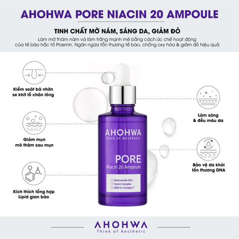  Ahohwa Pore Niacin 20 - Tinh chất làm sáng, thu nhỏ lỗ chân lông - 30ml 