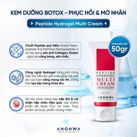  Peptide Hydrogel Multi Cream - Kem Dưỡng Botox Peptide, Phục Hồi & Cải Thiện Nếp Nhăn - 50gr/200gr 