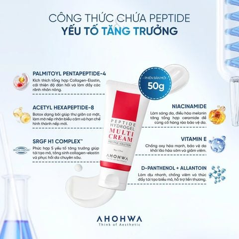  Peptide Hydrogel Multi Cream - Kem Dưỡng Botox Peptide, Phục Hồi & Cải Thiện Nếp Nhăn - 50gr/200gr 