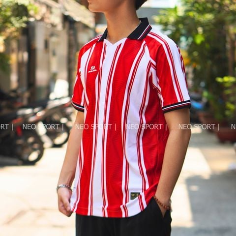  Áo Bóng Đá Retro Bulbal Herita Trắng Sọc Đỏ 