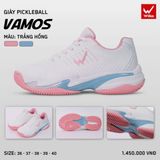  Giày Pickleball Wika Vamos Quang Dương - Trắng Đế Hồng/Xanh 