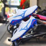  Giày Bóng Đá Cỏ Tự Nhiên Mizuno NEO 4 Pro Trắng Xanh FG 