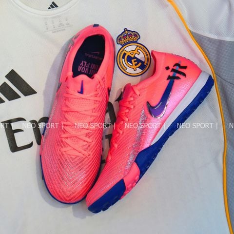  Giày Bóng Đá Cỏ Nhân Tạo Mercurial Vapor 16 Elite Vini JR Bo Thun Hồng Đế Xanh Bích TF 
