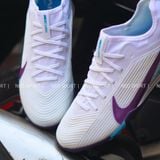  Giày Bóng Đá Cỏ Nhân Tạo Mercurial Vapor 16 Pro Bo Thun Trắng Đế Tím Đậm TF 