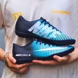  Giày Bóng Đá Cỏ Nhân Tạo Mercurial Victory 6 Xanh Da Gót Đen TF 