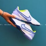  Giày Bóng Đá Cỏ Nhân Tạo Tiempo 9 Pro Bo Thun Trắng Logo Xanh Da TF 