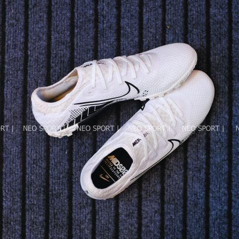  Giày Bóng Đá Cỏ Nhân Tạo Mercurial vapor 13 Pro MDS003 CR7 Bo Thun Trắng Đen TF 