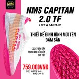  Giày Bóng Đá Chính Hãng Cỏ Nhân Tạo NMS CAPITAN 2.0 Bo Thun Trắng/Cam/Hồng TF 