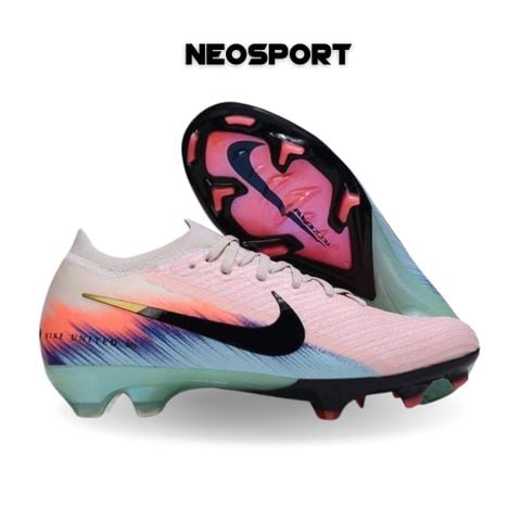  Giày Bóng Đá Cỏ Tự Nhiên Mercurial Vapor 16 Elite Bo Thun Cam Nhạt Xanh Biển FG 