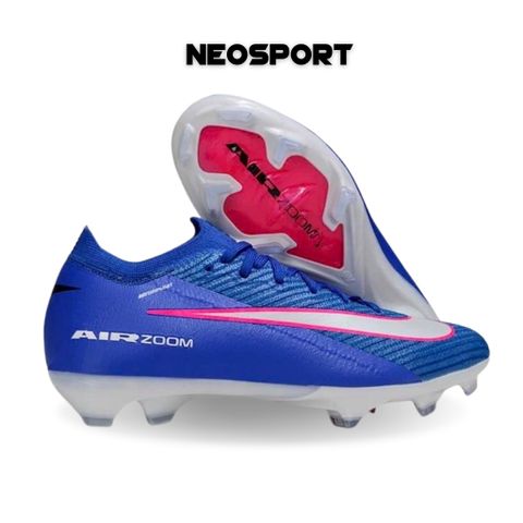  Giày Bóng Đá Cỏ Tự Nhiên Mercurial Vapor 16 Elite Bo Thun Xanh Bích Coban/Hồng FG 