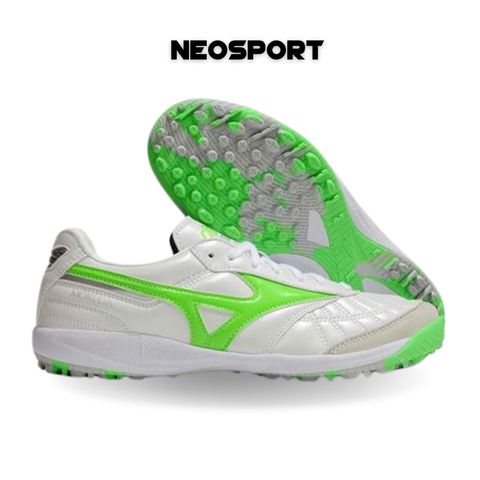  Giày Bóng Đá Cỏ Nhân Tạo Mizuno Morelia Sala Trắng/Xanh Lá Đế Camo TF 