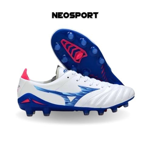  Giày Bóng Đá Cỏ Tự Nhiên Mizuno NEO 4 Pro Trắng Xanh FG 