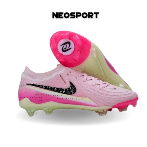  Giày Bóng Đá Cỏ Tự Nhiên Phantom GX2 Elite Bo Thun Hồng Gót Hồng Đậm FG 