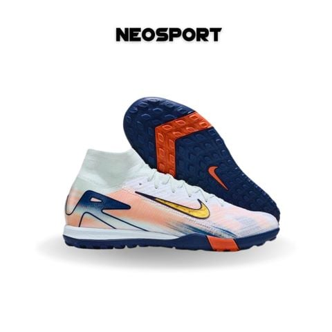  Giày Bóng Đá Cỏ Nhân Tạo Mercurial Superfly 10 Cổ Cao MDS009 Xám Xanh TF 