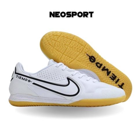  Giày Bóng Đá Futsal Tiempo 9 Pro Trắng Đế Nâu Trong IC 