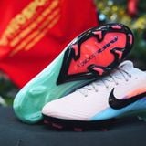  Giày Bóng Đá Cỏ Tự Nhiên Mercurial Vapor 16 Elite Bo Thun Cam Nhạt Xanh Biển FG 