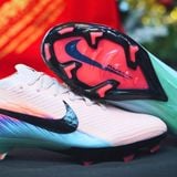  Giày Bóng Đá Cỏ Tự Nhiên Mercurial Vapor 16 Elite Bo Thun Cam Nhạt Xanh Biển FG 