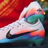  Giày Bóng Đá Cỏ Tự Nhiên Mercurial Vapor 16 Elite Bo Thun Cam Nhạt Xanh Biển FG 