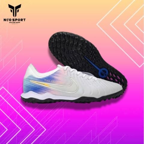  Giày Bóng Đá Cỏ Nhân Tạo Tiempo 10 Pro Unite Bo Thun Xám Gót Xanh Bích TF 