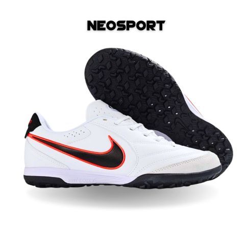  Giày Bóng Đá Cỏ Nhân Tạo Tiempo Ligera Pro Trắng Logo Đen TF 