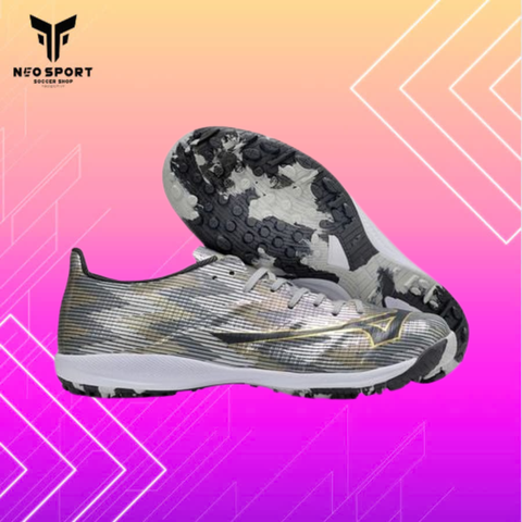  Giày Bóng Đá Cỏ Nhân Tạo Mizuno Alpha Elite Xám Đen TF 