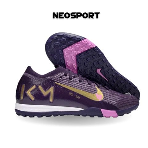  Giày Bóng Đá Cỏ Nhân Tạo Mercurial Vapor 16 Elite Mbappe Bo Thun Tím Đậm TF 