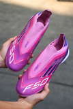  Giày Bóng Đá Cỏ Nhân Tạo F50 Elite Laceless Không Dây Hồng Gót Tím TF 