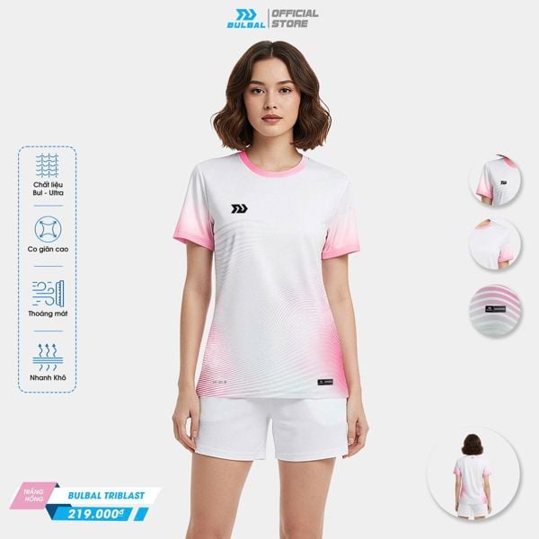  Áo Pickleball Nữ Bulbal Triblast Trắng Trắng Hồng 