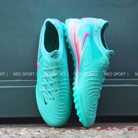  Giày Bóng Đá Cỏ Nhân Tạo Phantom GX2 Elite V1.2 Bo Thun Xanh Ngọc Logo Hồng TF 