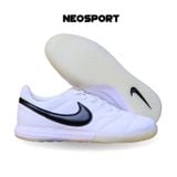  Giày Đá Banh Futsal Tiempo Sala Trắng Logo Đen IC 