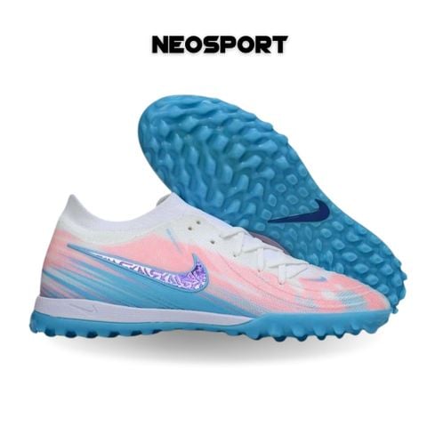  Giày Bóng Đá Cỏ Nhân Tạo Phantom GX2 Elite V1.2 Bo Thun Trắng Hồng Đế Xanh Da TF 