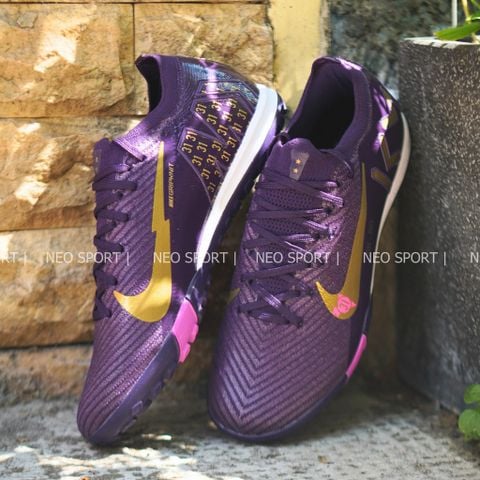  Giày Bóng Đá Cỏ Nhân Tạo Mercurial Vapor 16 Elite Mbappe Bo Thun Tím Đậm TF 