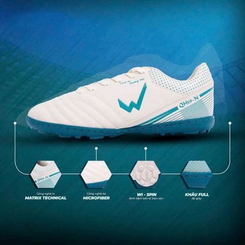  Giày Bóng Đá Trẻ Em Chính Hãng Wika QH19NEO KID Kem Đế Xanh Ngọc TF 