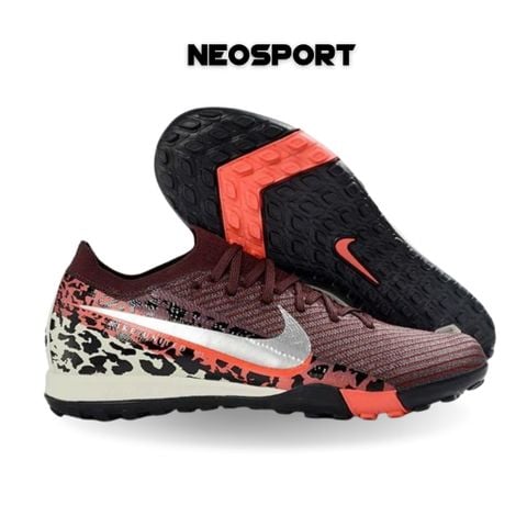  Giày Bóng Đá Cỏ Nhân Tạo Mercurial Vapor 16 Elite Bo Thun Nâu Gót Da Beo TF 