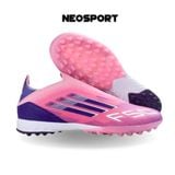  Giày Bóng Đá Cỏ Nhân Tạo F50 Elite Laceless Không Dây Hồng Gót Tím TF 