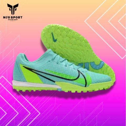  Giày Bóng Đá Cỏ Nhân Tạo Mercurial Vapor 14 Pro Bo Thun Xanh Ngọc Đế Chuối TF 