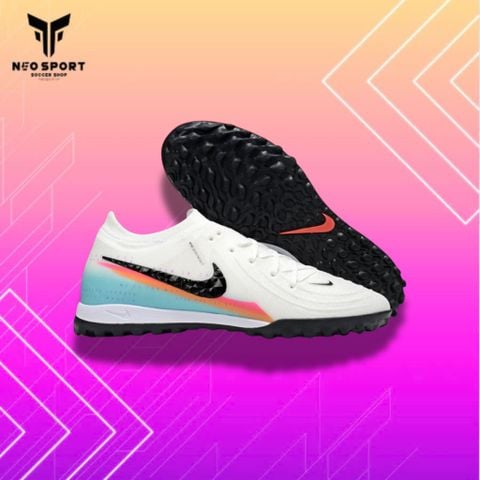  Giày Bóng Đá Cỏ Nhân Tạo Phantom GX2 Elite V1.2 Bo Thun Trắng Cam Gót Xanh TF 