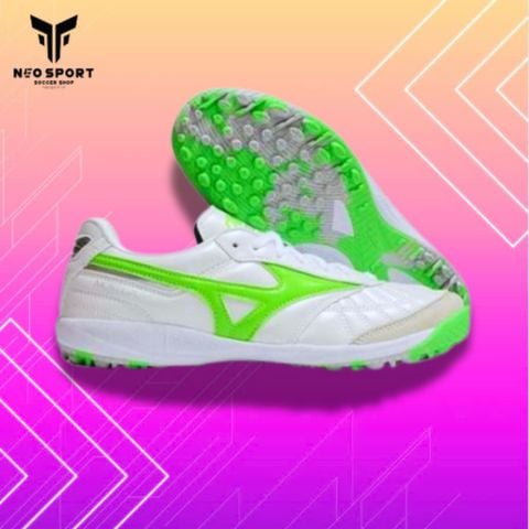 Giày Bóng Đá Cỏ Nhân Tạo Mizuno Morelia Sala Trắng/Xanh Lá Đế Camo TF 