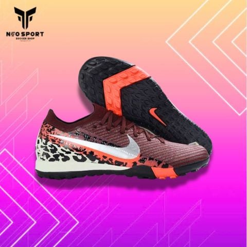  Giày Bóng Đá Cỏ Nhân Tạo Mercurial Vapor 16 Elite Bo Thun Nâu Gót Da Beo TF 