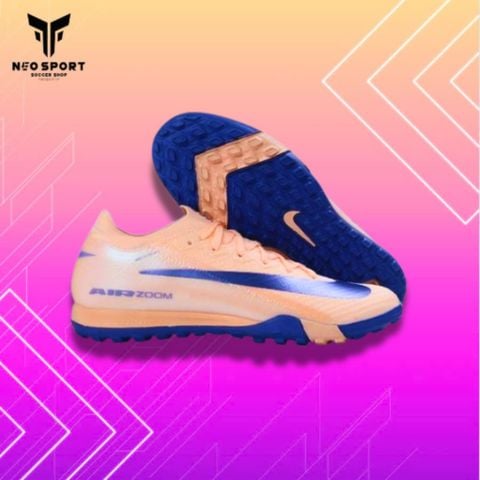  Giày Bóng Đá Cỏ Nhân Tạo Mercurial Vapor 16 Elite Bo Thun Cam Nhạt Đế Xanh Bích TF 