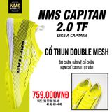  Giày Bóng Đá Chính Hãng Cỏ Nhân Tạo NMS CAPITAN 2.0 Bo Thun Vàng Chuối TF 