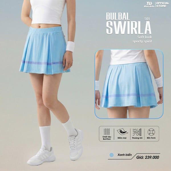  Chân Váy Pickleball Bulbal Swirla S01 Xanh Da 