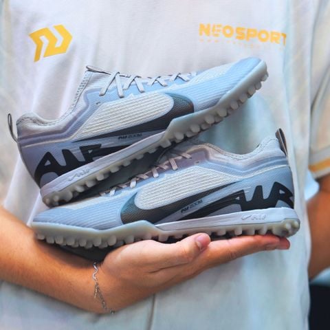  Giày Bóng Đá Cỏ Nhân Tạo Mercurial Vapor 15 Pro Bo thun Xám Đen TF Loại xịn 